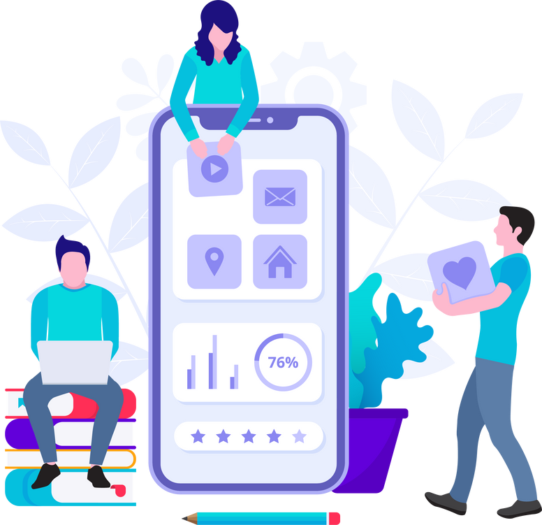 UI UX Design Concept with Smartphone and People